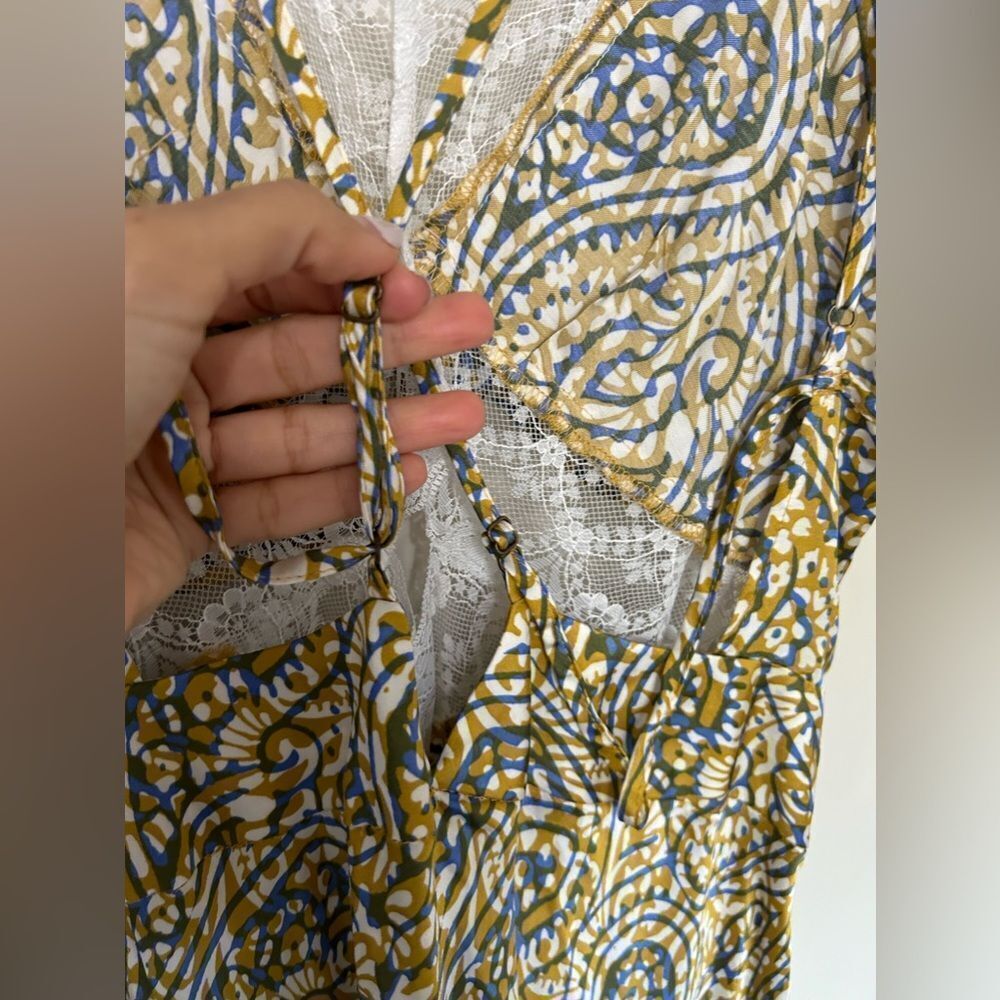 NWT Anthropologie Lace Inset Midi Dress in Yellow Motif - Picture 14 of 15